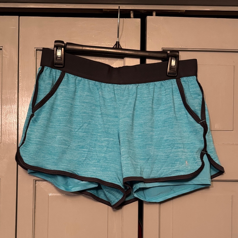 Danskin Now Teal Athletic Shorts with Black Trim